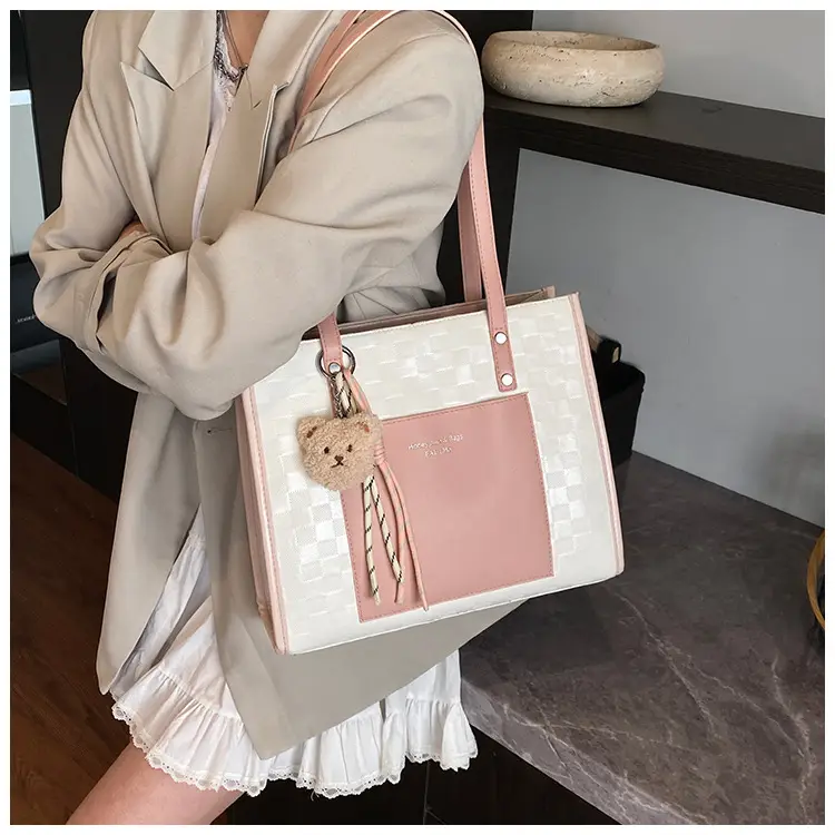 Women Pink Beige Textured Shoulder Bag 2025 — feature 46