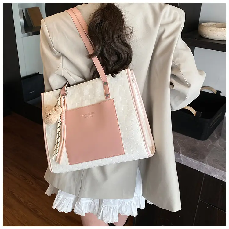 Women Pink Beige Textured Shoulder Bag 2025 — feature 48