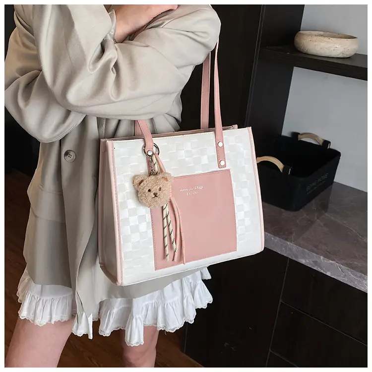 Women Pink Beige Textured Shoulder Bag 2025 — feature 49