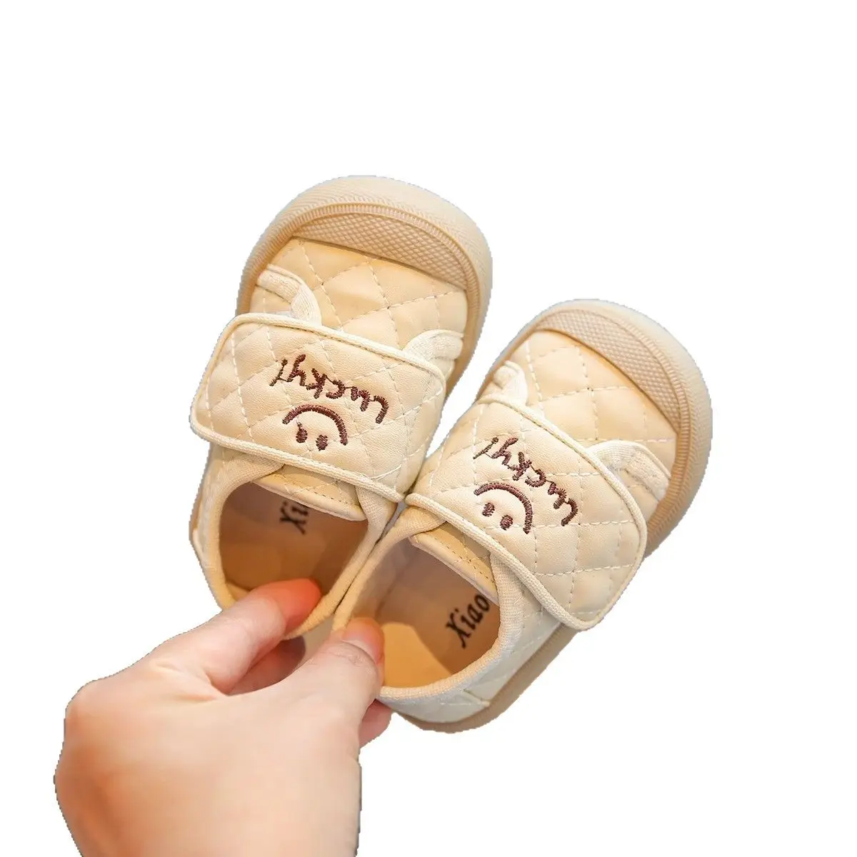 Baby Slippers Cream Soft Sole Toddler Shoes