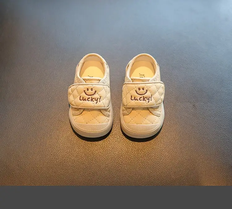 Baby Slippers Cream Soft Sole Toddler Shoes