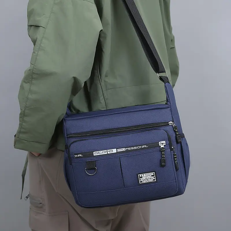Waterproof Multi-Pocket Business Shoulder Bag Green - Image 6