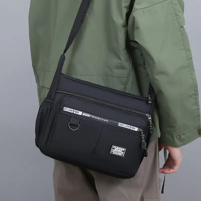 Waterproof Multi-Pocket Business Shoulder Bag Green - Image 7