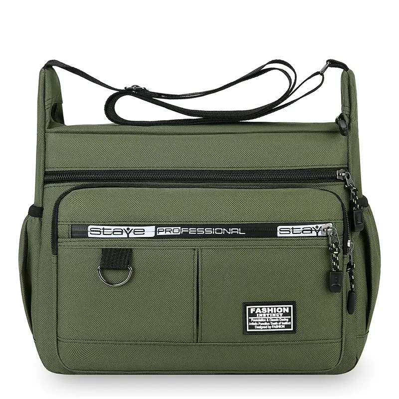 Waterproof Multi-Pocket Business Shoulder Bag Green - Image 9