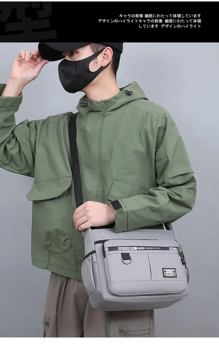 Waterproof Multi-Pocket Business Shoulder Bag Green — feature 10