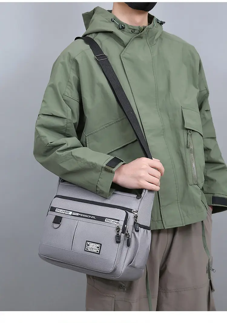 Waterproof Multi-Pocket Business Shoulder Bag Green — feature 11