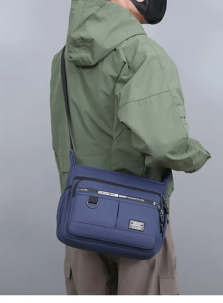 Waterproof Multi-Pocket Business Shoulder Bag Green — feature 13