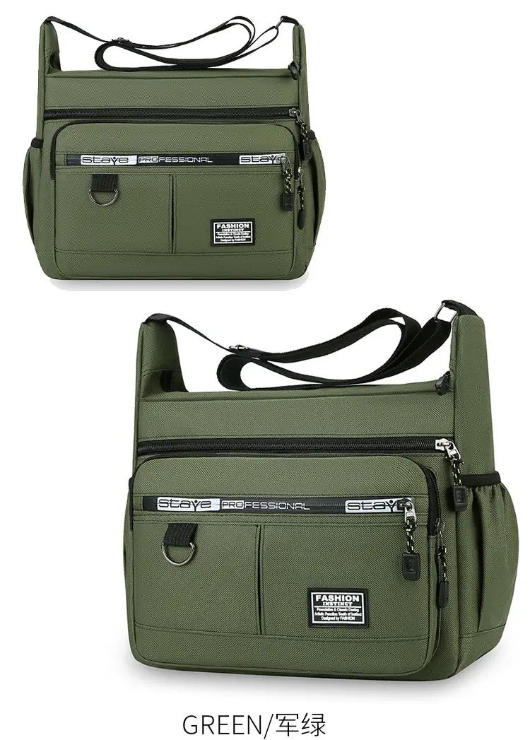 Waterproof Multi-Pocket Business Shoulder Bag Green — feature 21