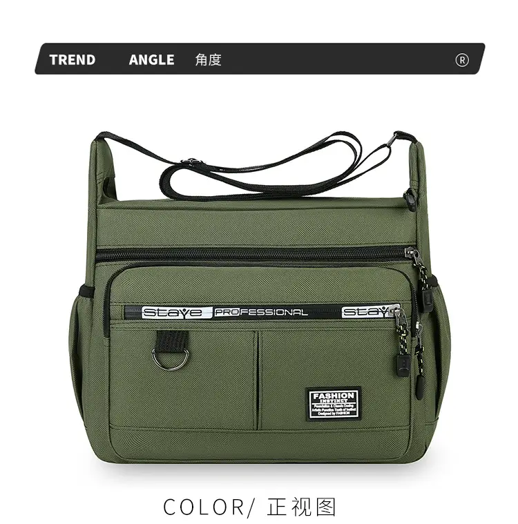 Waterproof Multi-Pocket Business Shoulder Bag Green — feature 22
