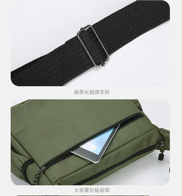 Waterproof Multi-Pocket Business Shoulder Bag Green — feature 26