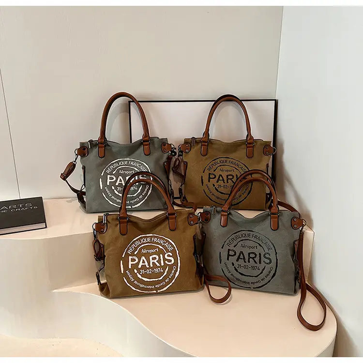 Paris Print Canvas Shoulder Bag Women Large Capacity — feature 10