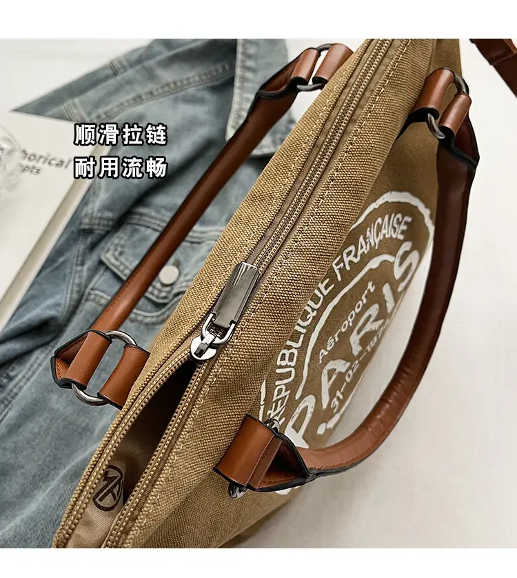 Paris Print Canvas Shoulder Bag Women Large Capacity — feature 12