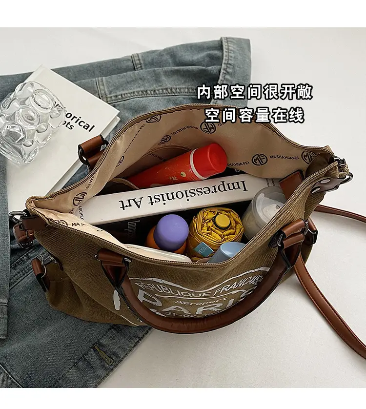 Paris Print Canvas Shoulder Bag Women Large Capacity — feature 17