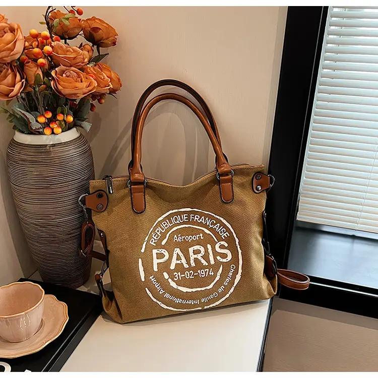 Paris Print Canvas Shoulder Bag Women Large Capacity — feature 6