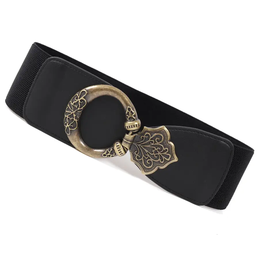 Women's Brown Retro Rivet Belt with Hollow Metal Decor - Image 6