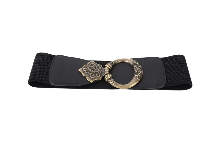 Women's Brown Retro Rivet Belt with Hollow Metal Decor — feature 4