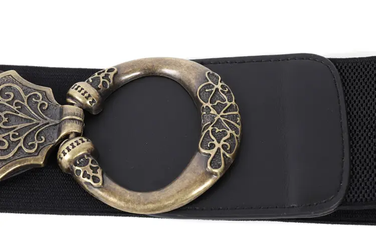 Women's Brown Retro Rivet Belt with Hollow Metal Decor — feature 6