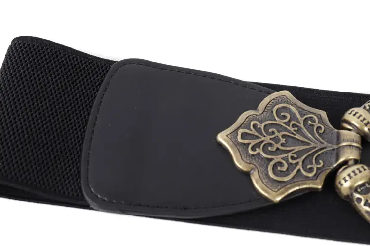 Women's Brown Retro Rivet Belt with Hollow Metal Decor — feature 7