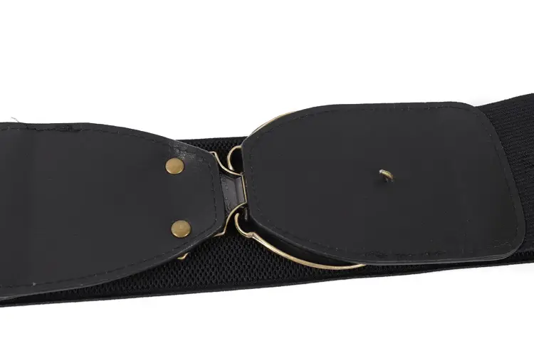 Women's Brown Retro Rivet Belt with Hollow Metal Decor — feature 9