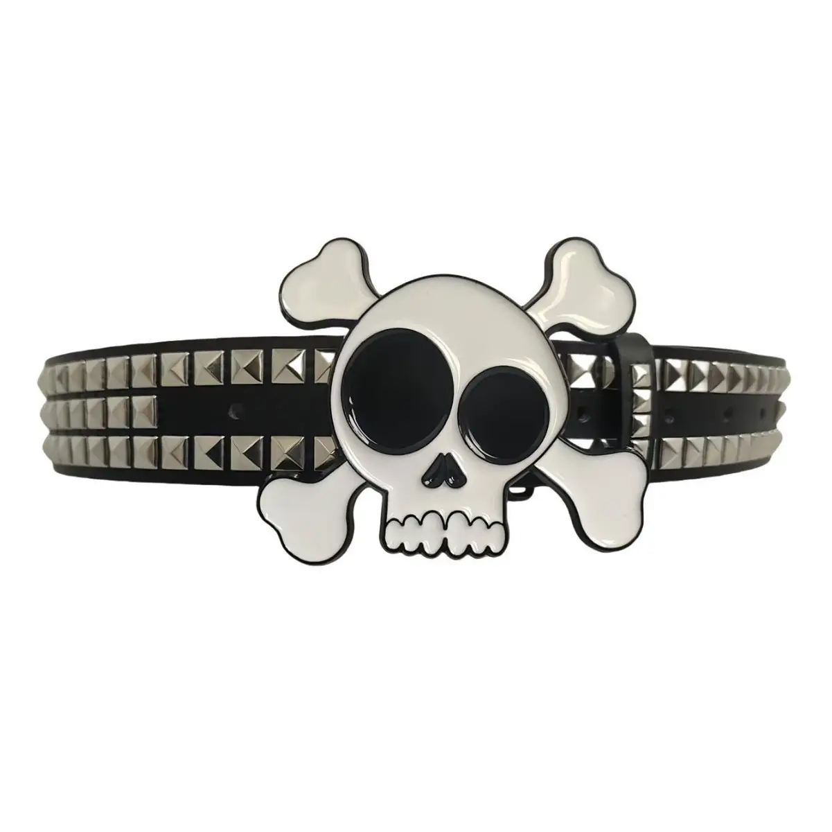 Big Skull Hip Hop Belt with Rivets and Diamond Stones - Image 3