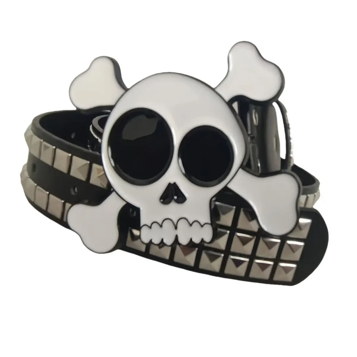 Big Skull Hip Hop Belt with Rivets and Diamond Stones - Image 4