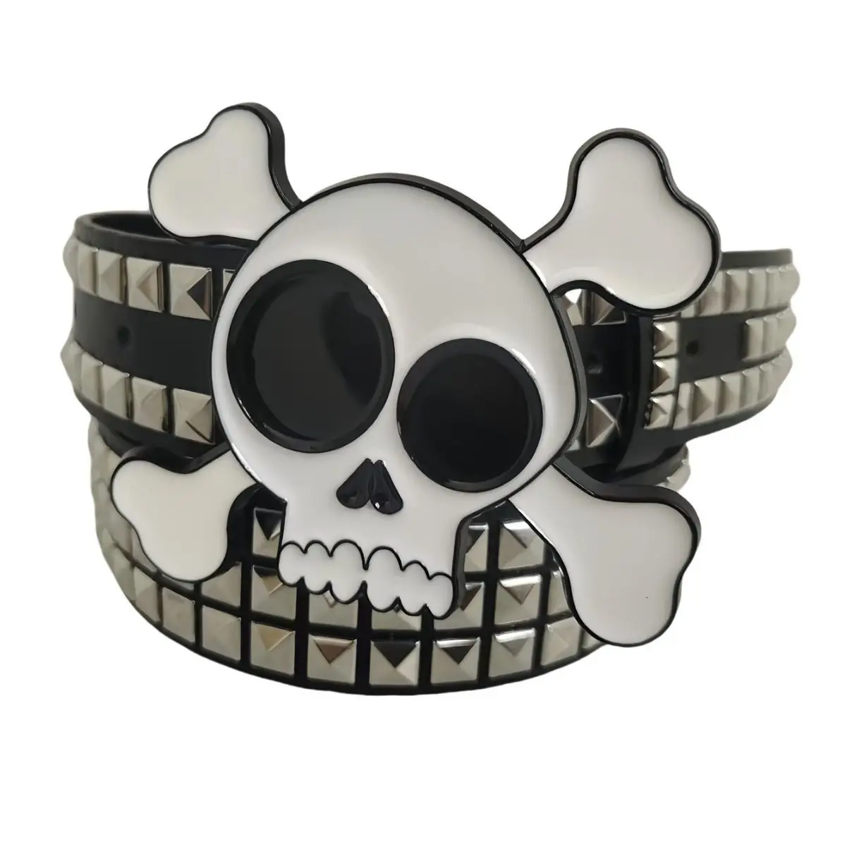 Big Skull Hip Hop Belt with Rivets and Diamond Stones - Image 5