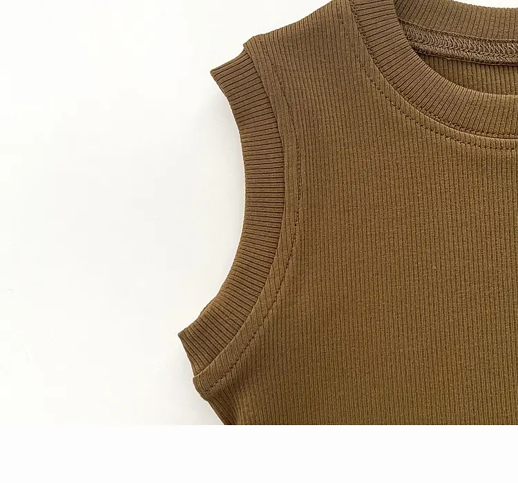 Boys Vest Sleeveless T-Shirt Brown All-match Top — feature 22