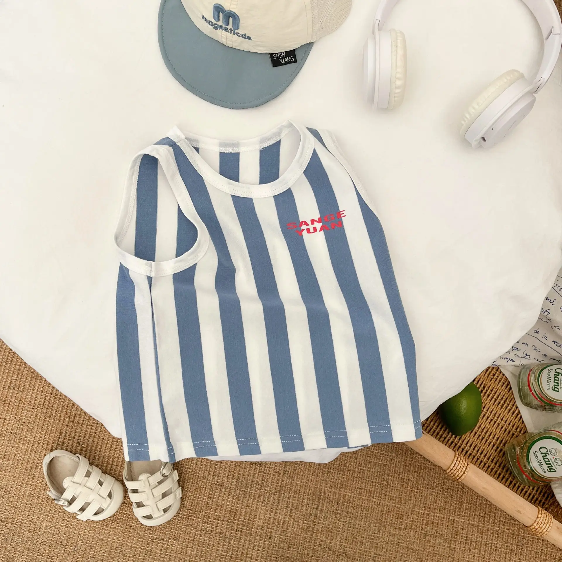 Boys Vest Sleeveless T-Shirt Brown All-match Top