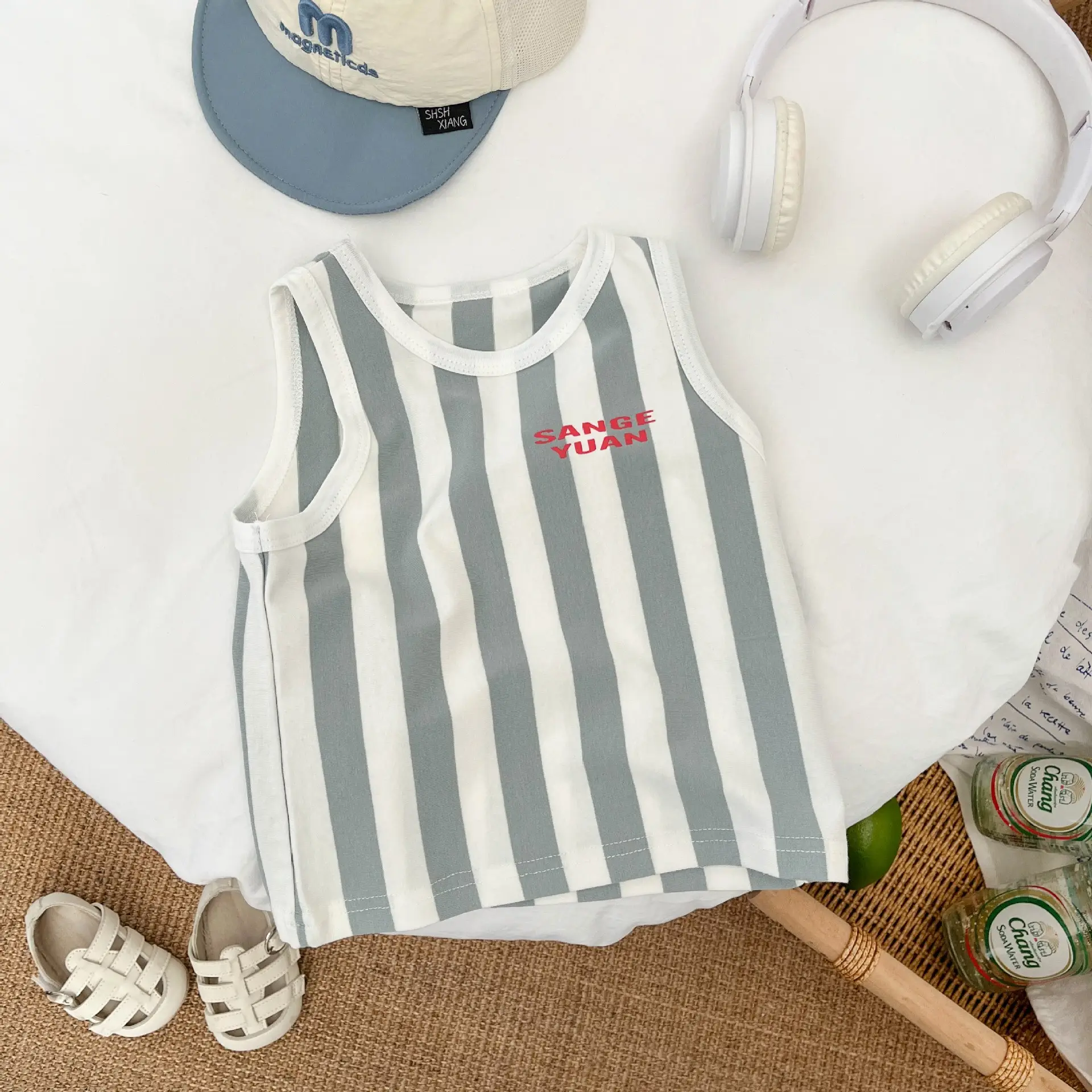 Boys Vest Sleeveless T-Shirt Brown All-match Top