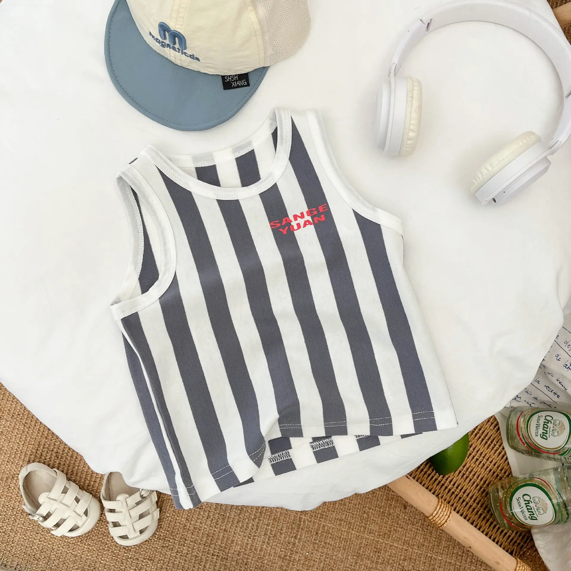 Boys Vest Sleeveless T-Shirt Brown All-match Top