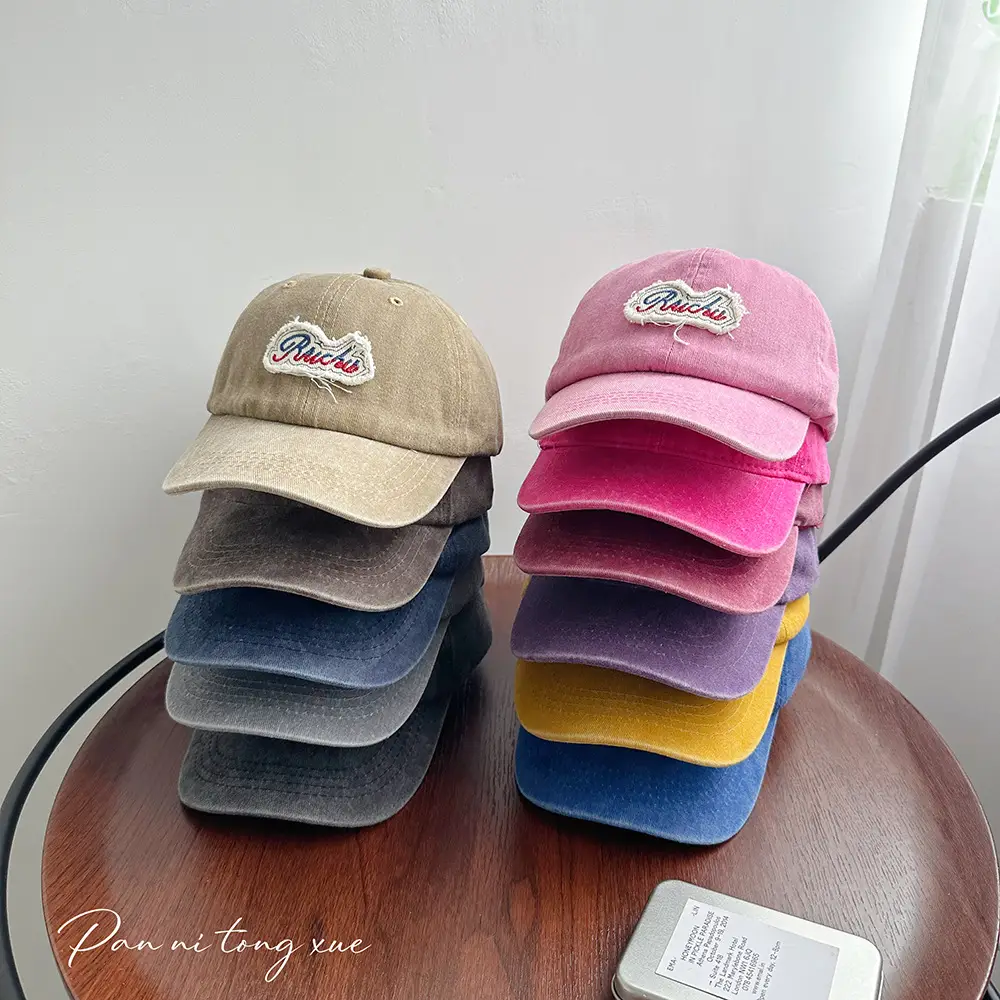Washed Pink Baseball Cap with Heart Embroidery - Image 12