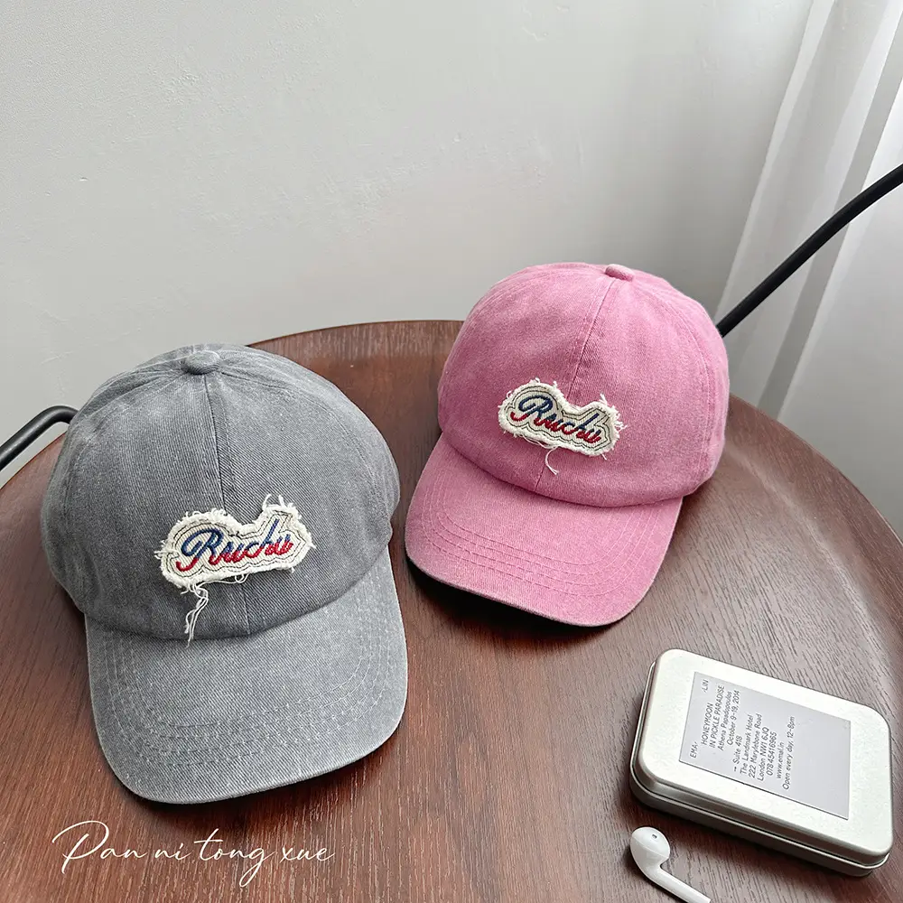 Washed Pink Baseball Cap with Heart Embroidery - Image 14