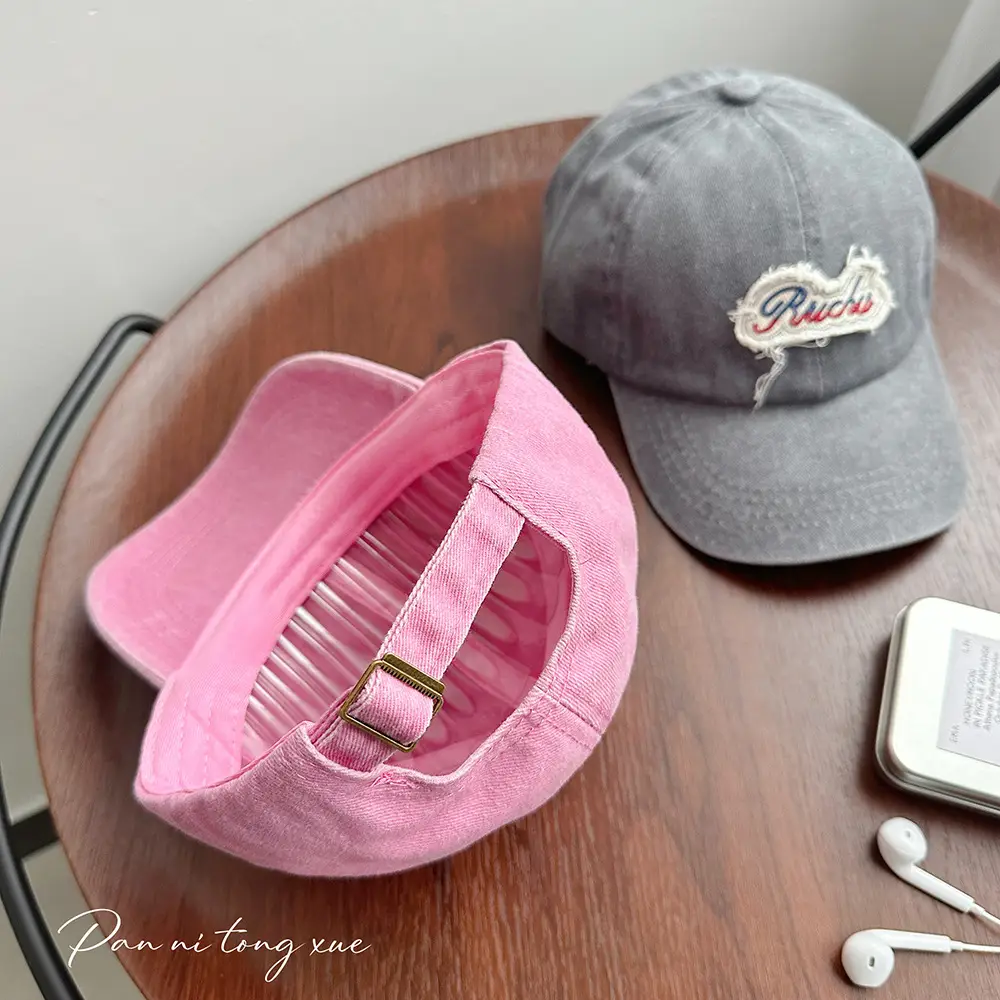 Washed Pink Baseball Cap with Heart Embroidery - Image 15