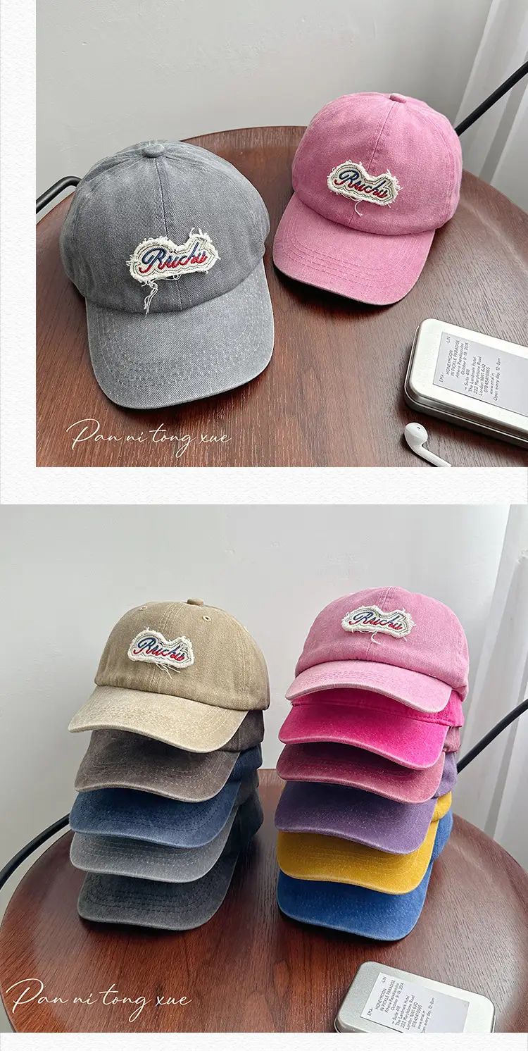Washed Pink Baseball Cap with Heart Embroidery — feature 26