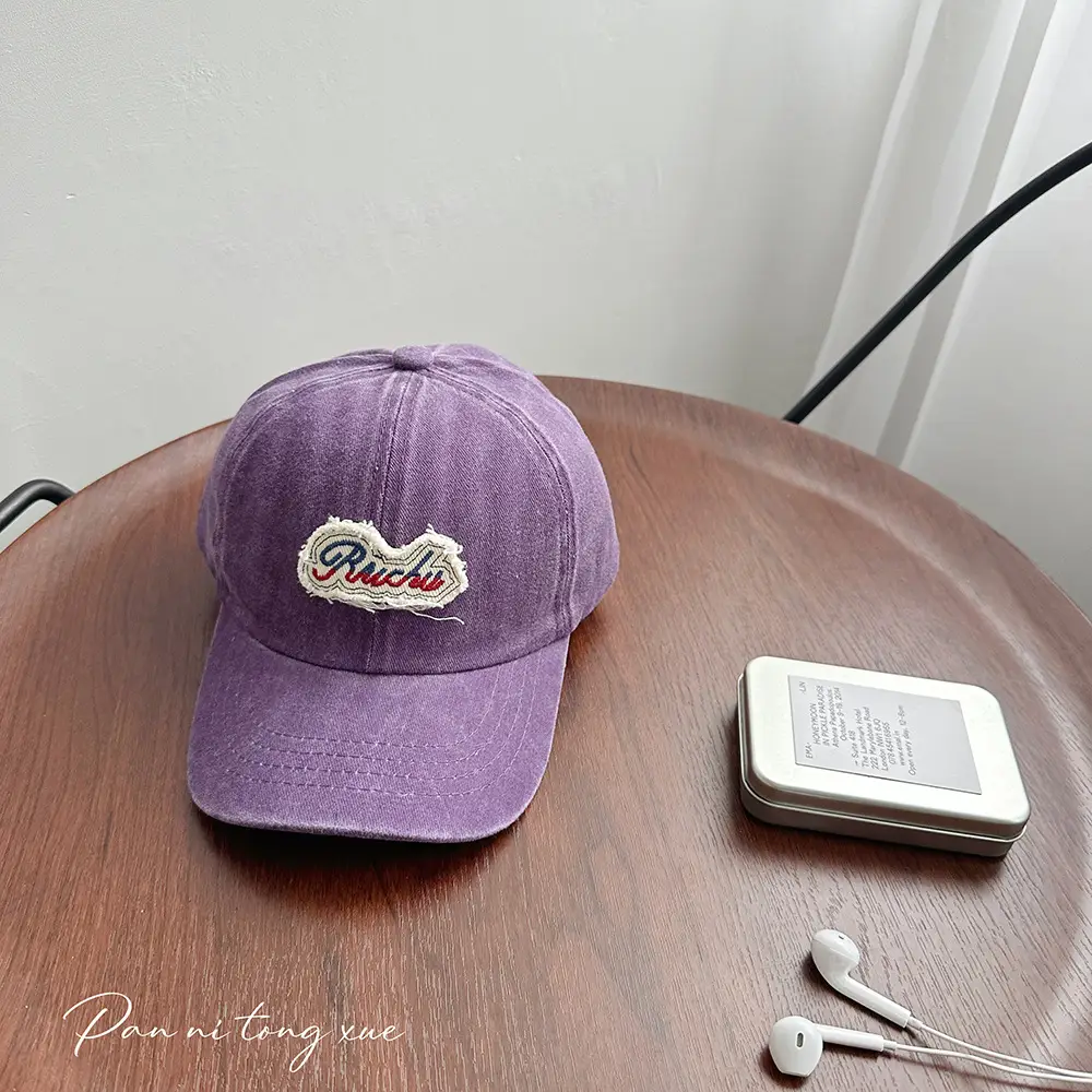 Washed Pink Baseball Cap with Heart Embroidery - Image 11