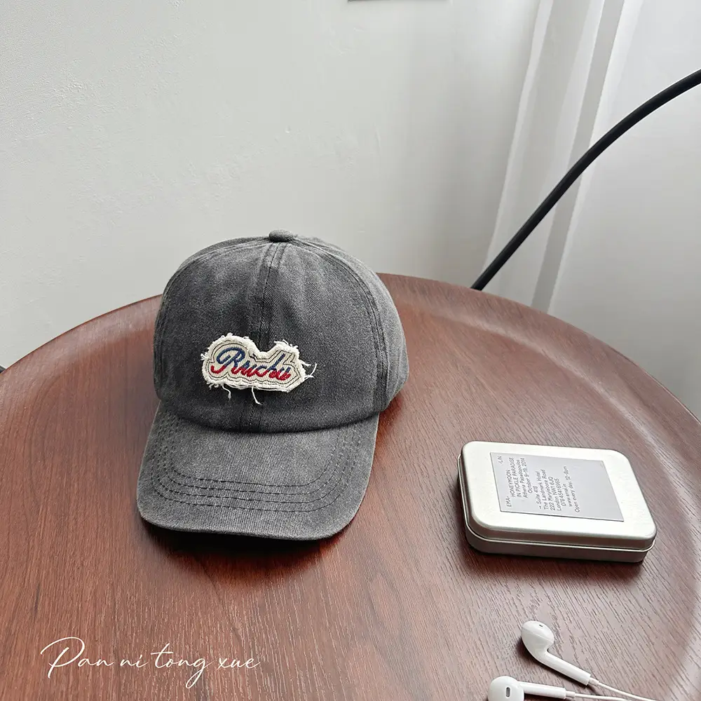 Washed Pink Baseball Cap with Heart Embroidery - Image 3