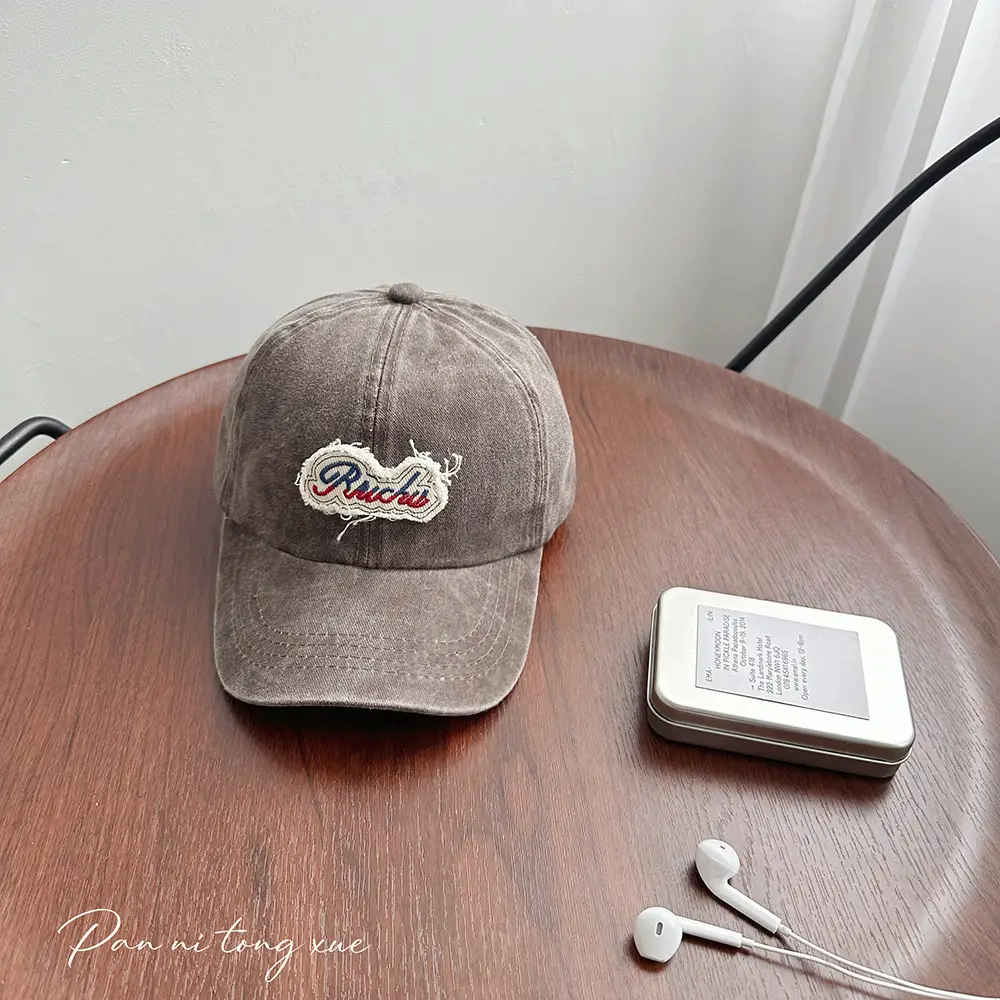 Washed Pink Baseball Cap with Heart Embroidery - Image 7