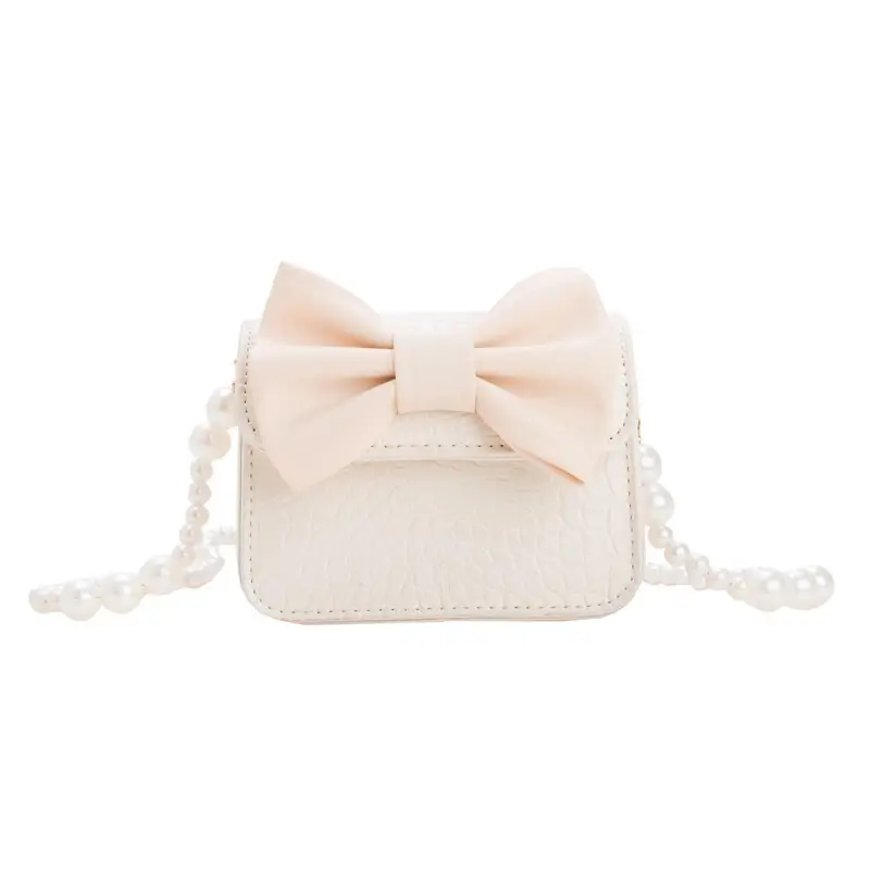 Girls Bow Crossbody Bag Green White Pearl Chain Shoulder Crossbody - Image 8