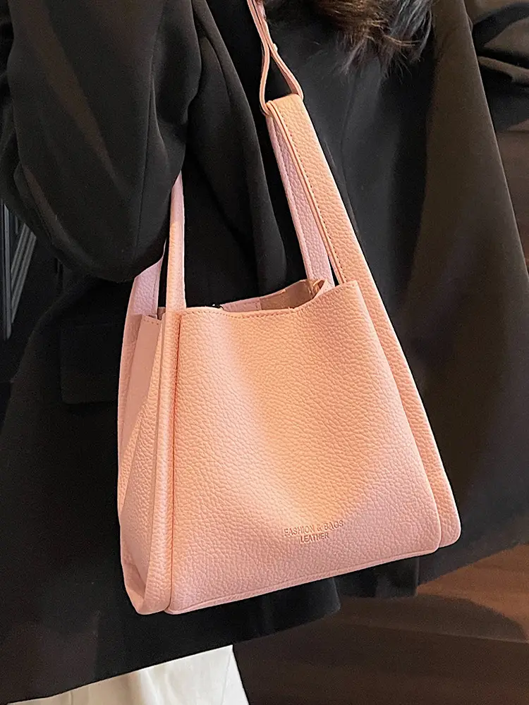 Pink Litchi Pattern Shoulder Crossbody Bag for Women - Image 11