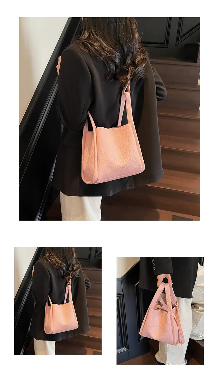Pink Litchi Pattern Shoulder Crossbody Bag for Women — feature 13