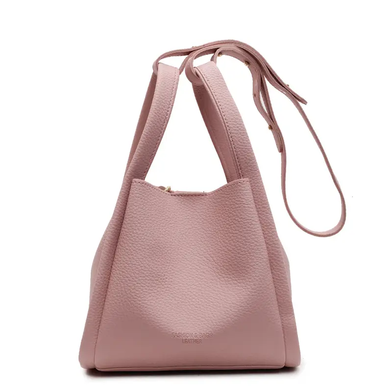 Pink Litchi Pattern Shoulder Crossbody Bag for Women - Image 3