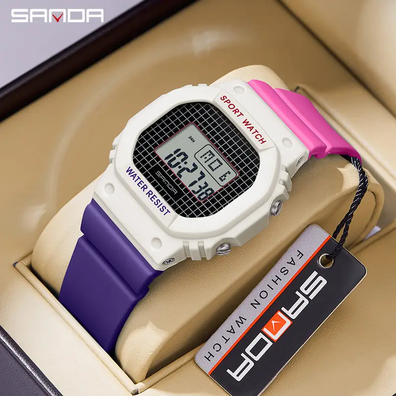 Sanda Waterproof Digital Watch Candy Color Single Display