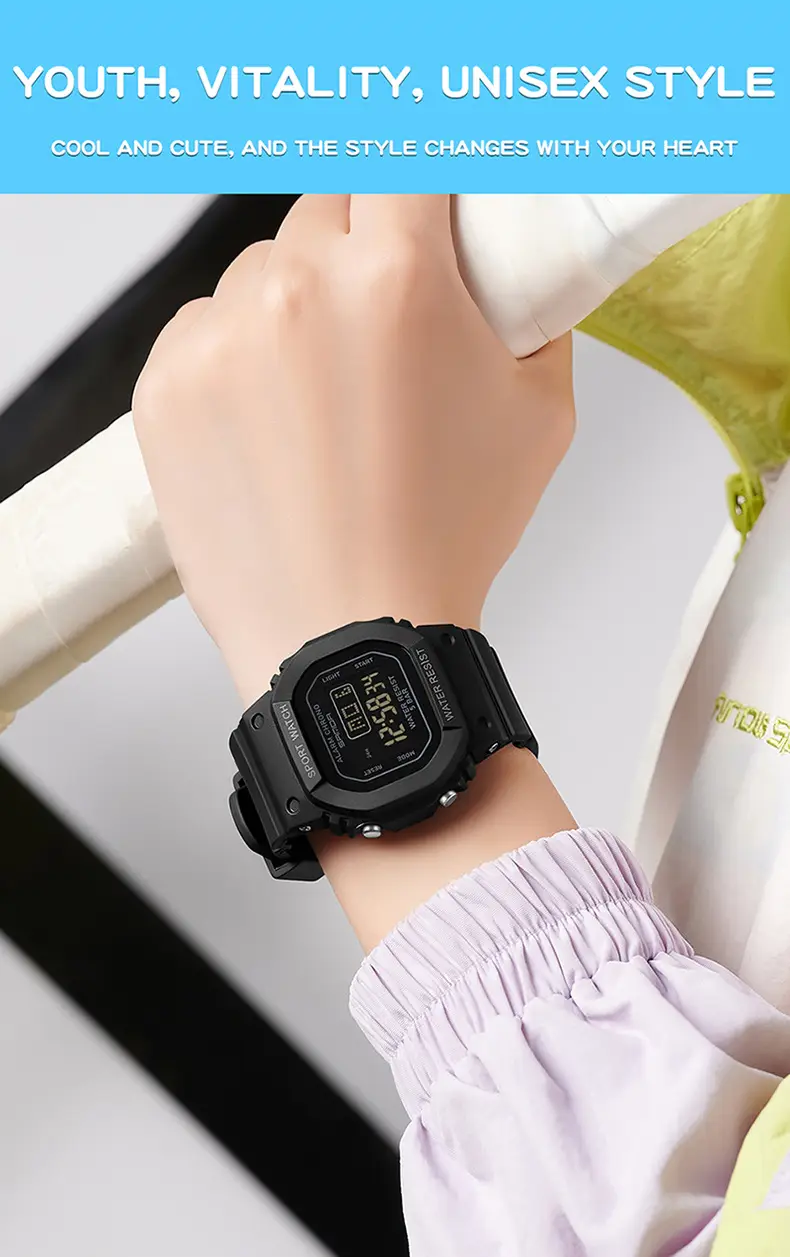 Sanda Waterproof Digital Watch Candy Color Single Display — feature 33