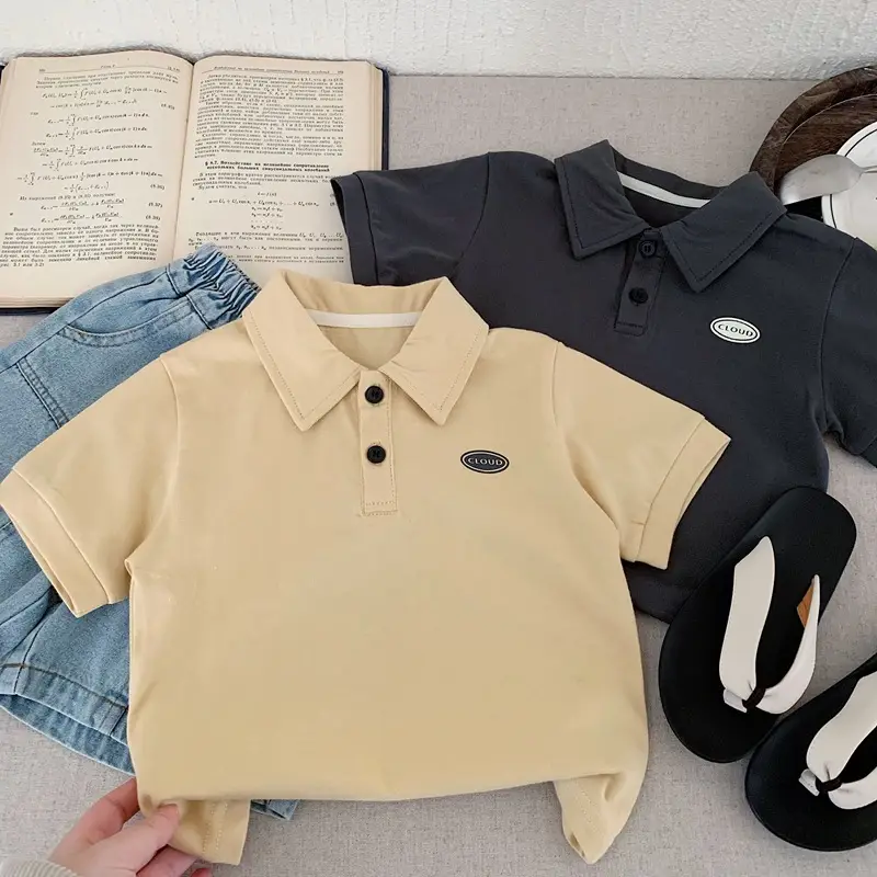 Boys Pure Cotton Polo Shirt Summer 2025 Beige β feature 1