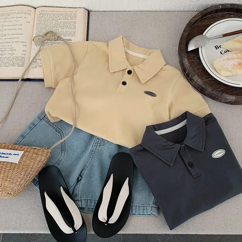 Boys Pure Cotton Polo Shirt Summer 2025 Beige β feature 5