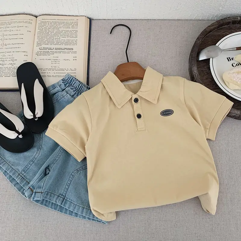 Boys Pure Cotton Polo Shirt Summer 2025 Beige β feature 7
