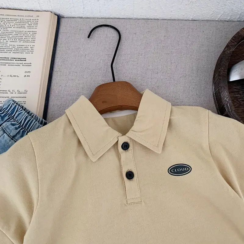 Boys Pure Cotton Polo Shirt Summer 2025 Beige β feature 8