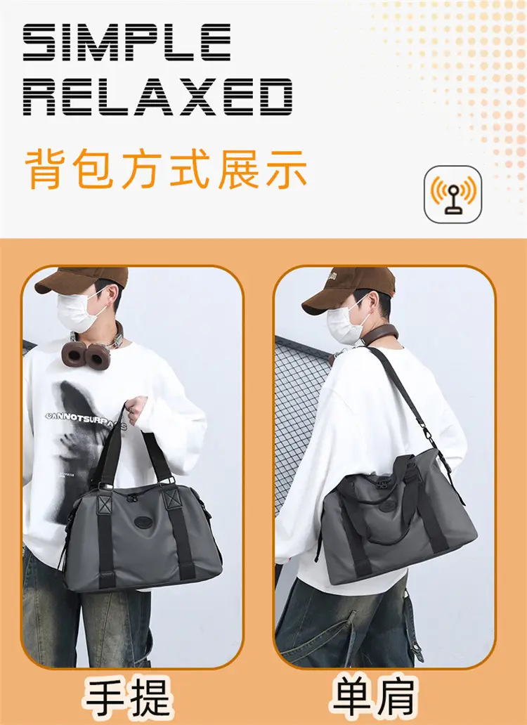 Portable Shoulder Travel Bag Large Capacity Black — feature 9