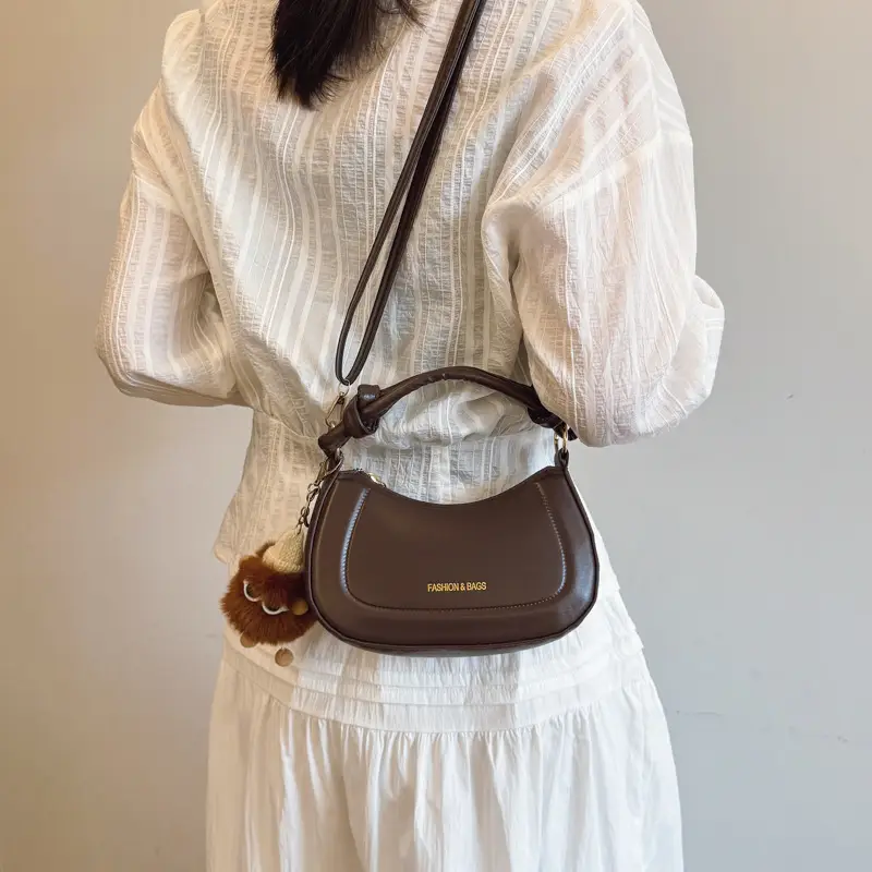 Women Shoulder Messenger Bag Brown Leather 2025 Spring New Style - Image 5