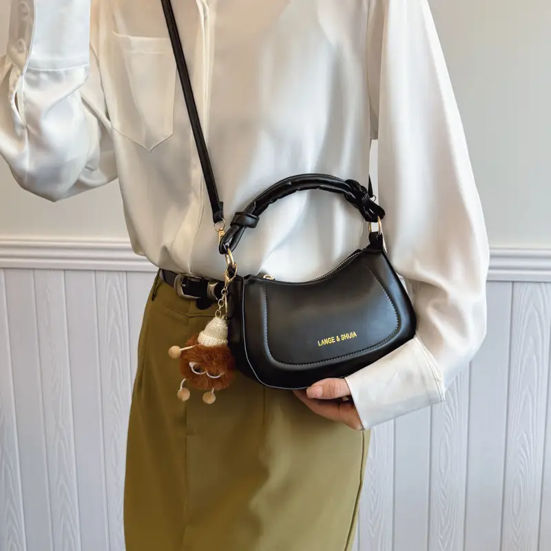 Women Shoulder Messenger Bag Brown Leather 2025 Spring New Style - Image 6